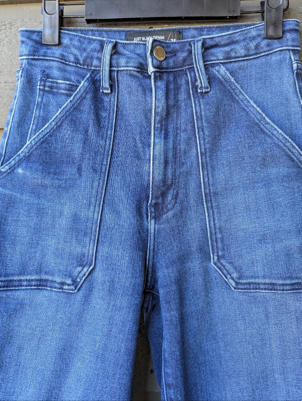 Just Black Denim The Patch Pocket Wide Leg Jeans Size 25 - Picture 2 of 9